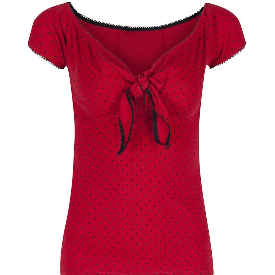 Pretty Kitty Fashion Red Polka Dot Tie Front Top | Tops