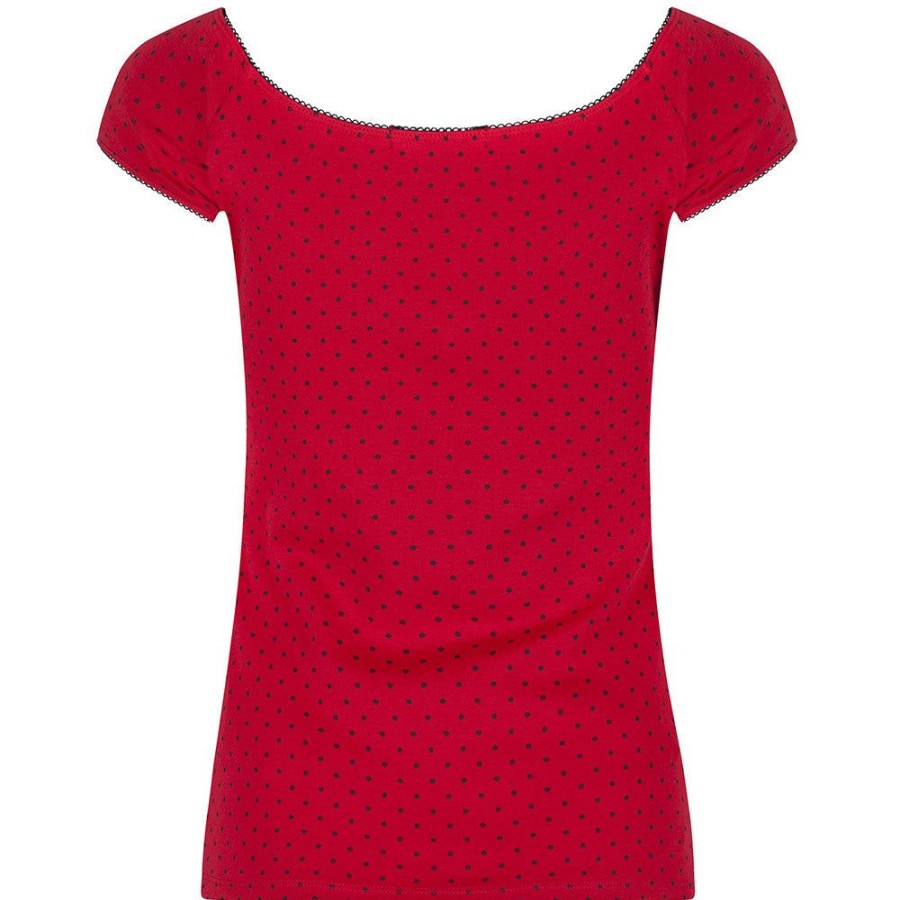 Pretty Kitty Fashion Red Polka Dot Tie Front Top | Tops