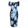 Pretty Kitty Fashion Pale Blue Floral Print Wiggle Pencil Dress W/ Cap Sleeves | Pencil Dresses