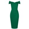 Pretty Kitty Fashion Emerald Cap Sleeve Crossover Top Bardot Wiggle Dress | Wiggle Dresses