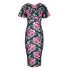 Pretty Kitty Fashion And Pink Floral Print Half Sleeve Deep V Neck Crossover Top Wigg | Floral Dresses