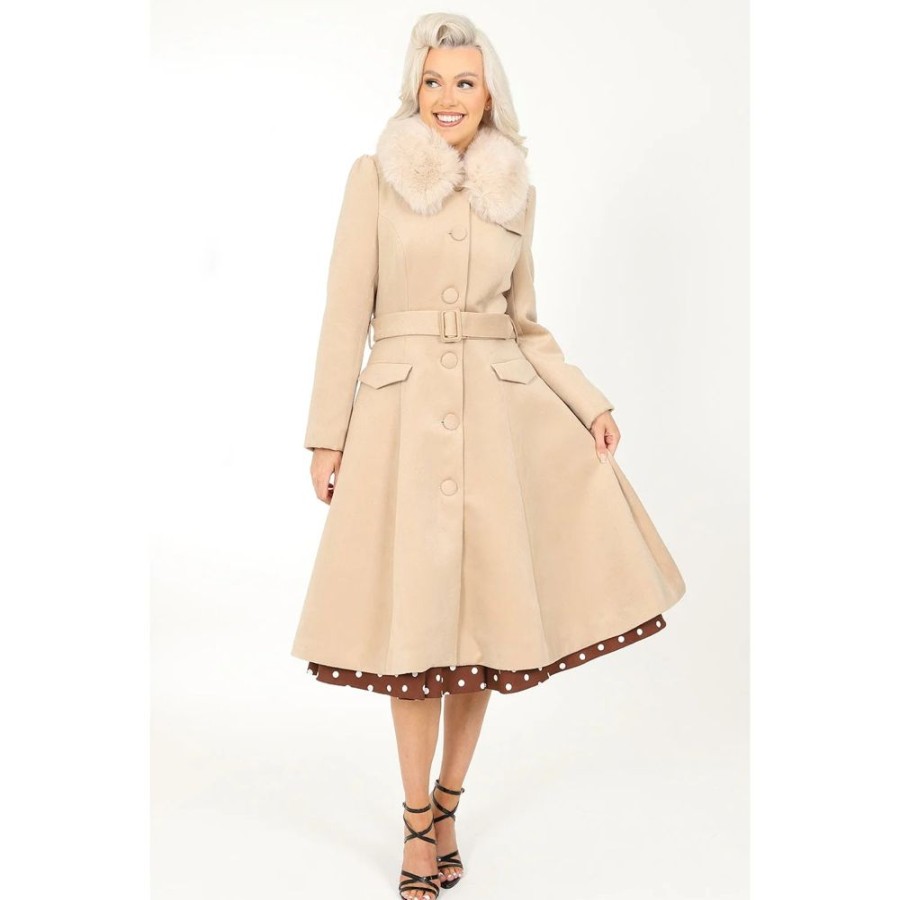 Pretty Kitty Fashion Soft Caramel Vintage Winter Swing Coat With Detachable Collar | Jackets & Coats