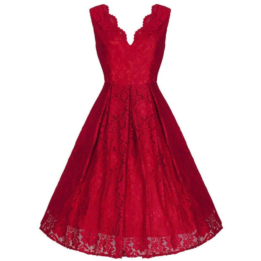 Jolie Moi Jolie Moi Vintage Embroide Lace 50S Swing Occasion Dress | Cocktail Dresses