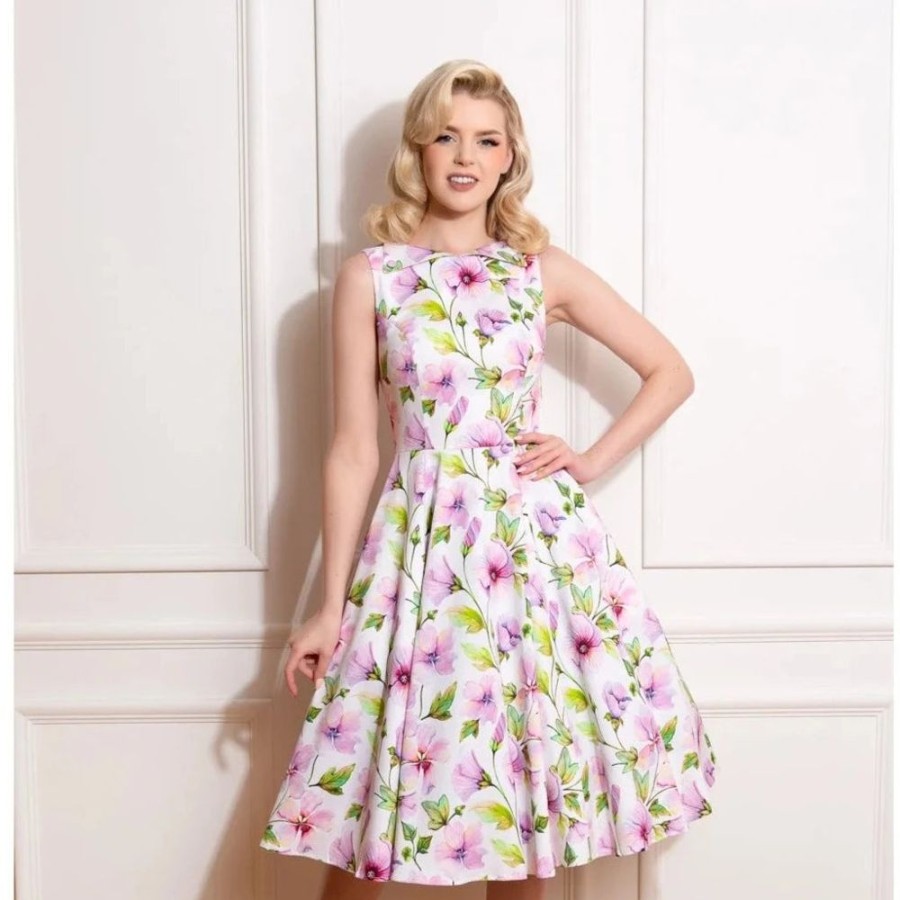 Pretty Kitty Fashion Spring Floral Print Audrey Style 50S Swing Dress | Audrey Dresses