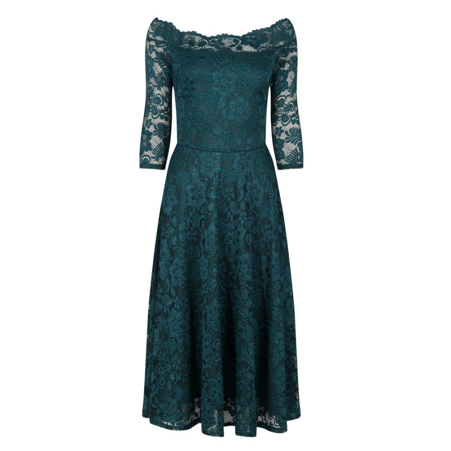 Pretty Kitty Fashion Lace Vintage Style Swing Dress With 3/4 Sleeves & Boat N | Cocktail Dresses