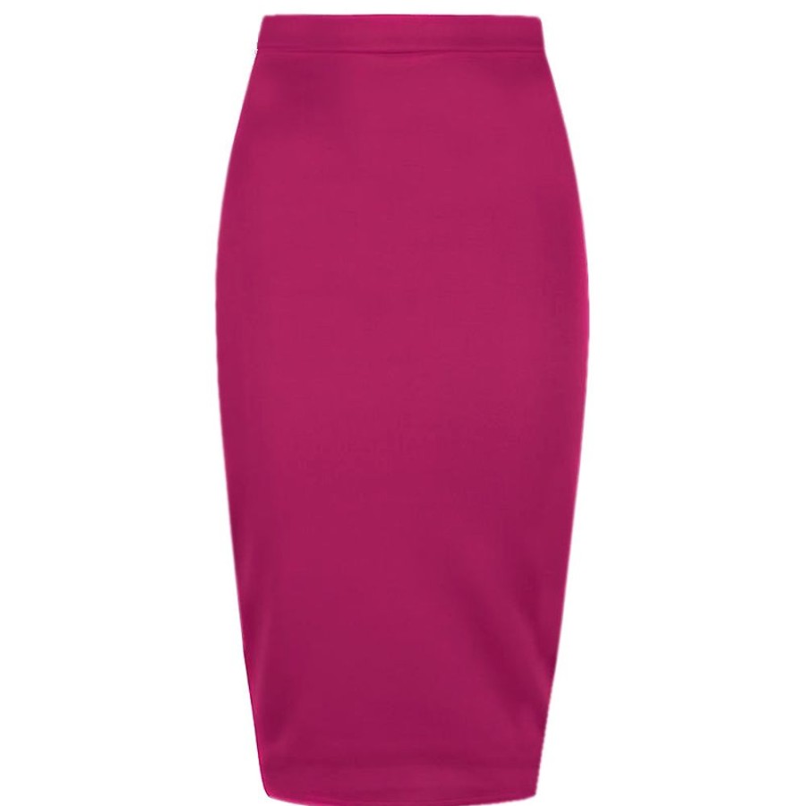 Pretty Kitty Fashion Classic Stretch Amaranth Pencil Bodycon Midi Office Work Skirt | Skirts