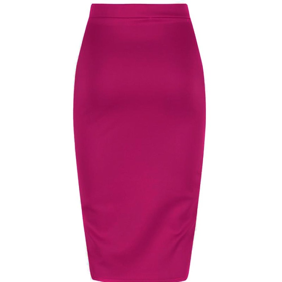 Pretty Kitty Fashion Classic Stretch Amaranth Pencil Bodycon Midi Office Work Skirt | Skirts