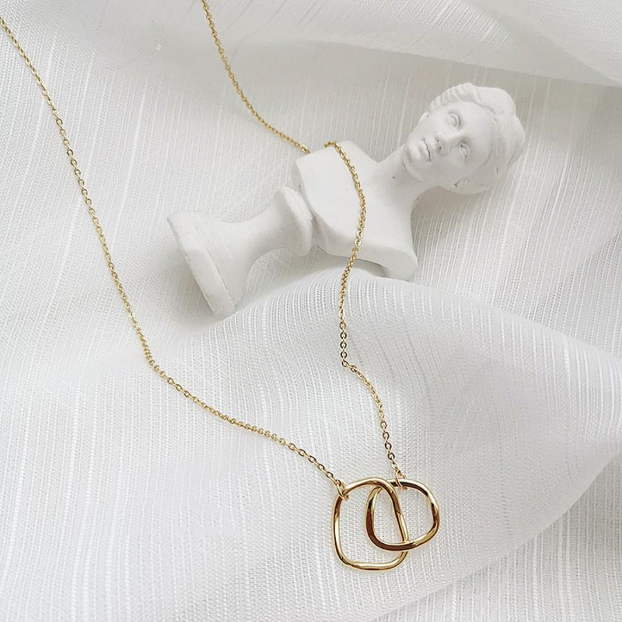 White Leaf co Linked Twin Hoop Gold Necklace | Jewellery