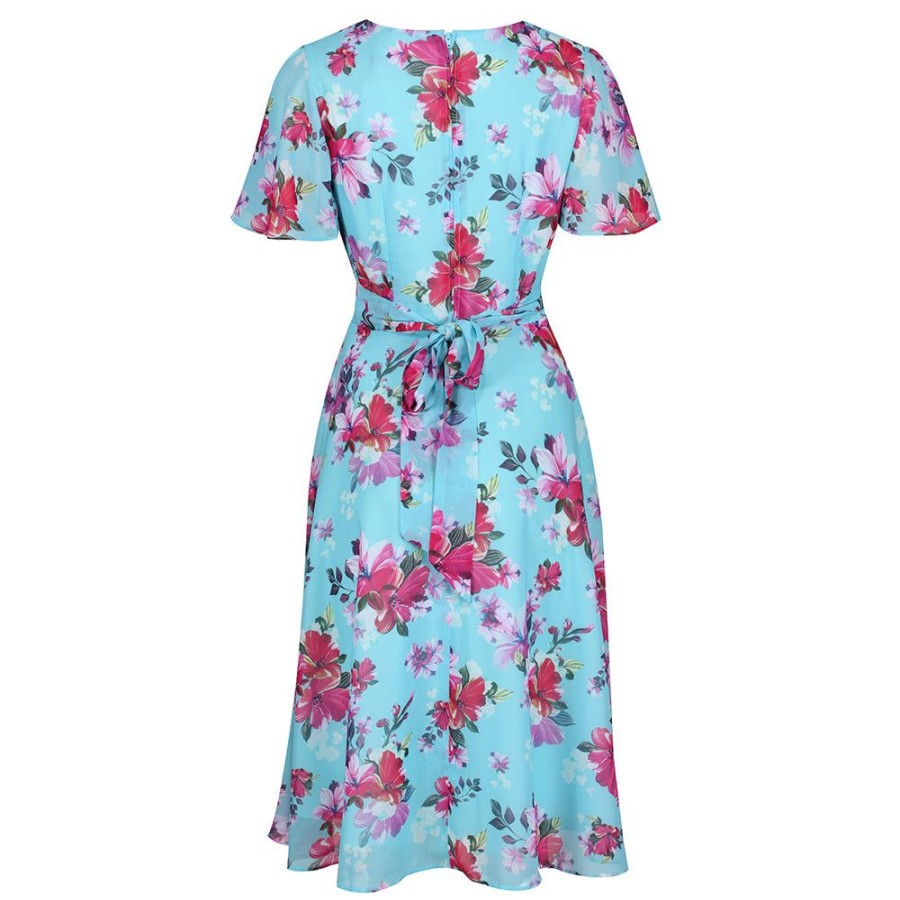 Hell Bunny Light Floral Split Sleeve Retro Swing Dress | 50S Swing Dresses