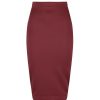 Pretty Kitty Fashion Classic Stretch Burgundy Pencil Bodycon Midi Work Office Skirt | Skirts