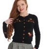 Pretty Kitty Fashion 3/4 Sleeve Fox Bird Embroidered Cardigan | Tops