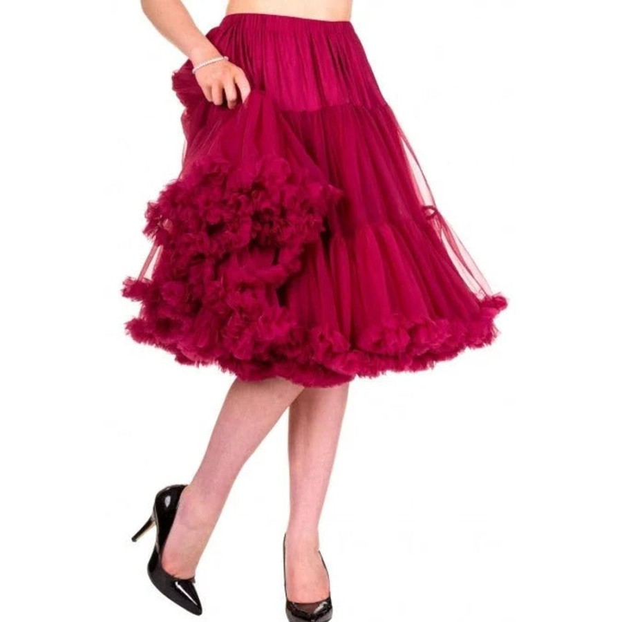 Pretty Kitty Fashion Extra Long Full Bordeaux Net Vintage Rockabilly 50S Petticoat Skirt | Petticoats