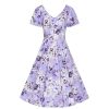 Hearts and Roses Floral Print Short Sleeve Swing Tea Dress | Party Dresses