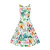 Hearts and Roses Tropical Print White Floral Summer Swing Party Dress | Party Dresses