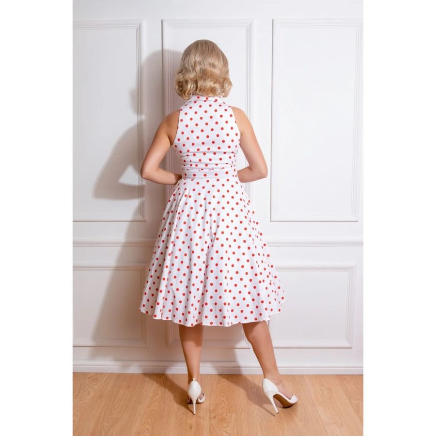 Pretty Kitty Fashion And Red Polka Dot Print Rockabilly 50S Swing Dress | Polka Dot Dresses