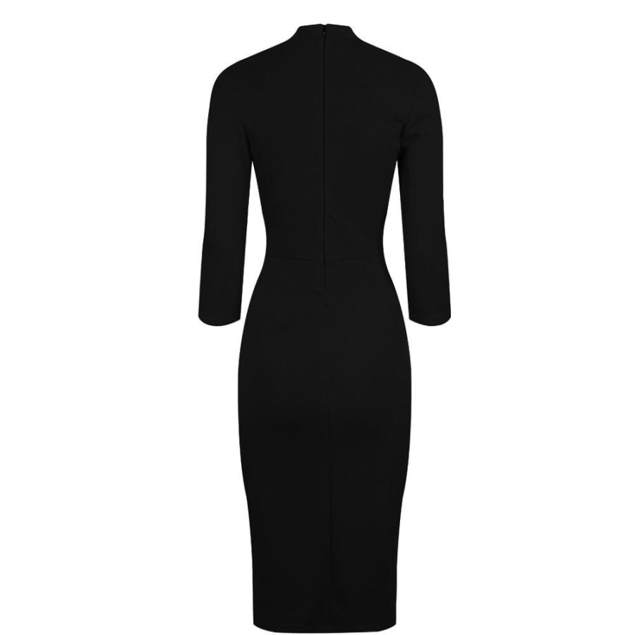 Pretty Kitty Fashion High Neck 3/4 Sleeve Choker Bodycon Pencil Dress | Wiggle Dresses