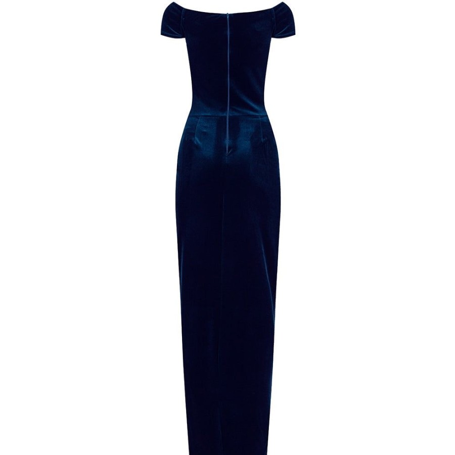 Pretty Kitty Fashion Blue Velour Capped Sleeve Cocktail Party Maxi Dress | Maxi Dresses