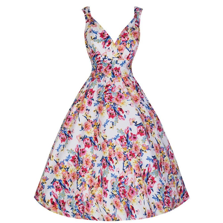 Pretty Kitty Fashion White Floral 50S Swing Dress | Cocktail Dresses