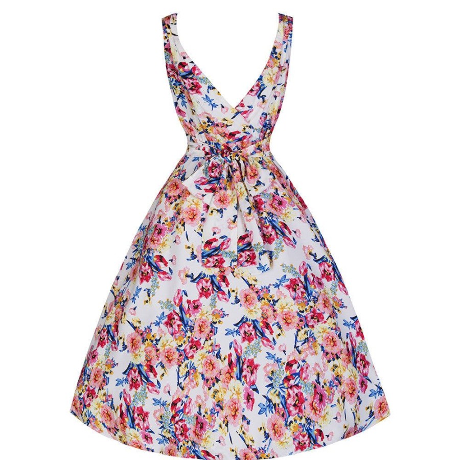 Pretty Kitty Fashion White Floral 50S Swing Dress | Cocktail Dresses