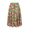 Pretty Kitty Fashion Pink And Green Floral Swing 1950S Rockabilly Skirt | Skirts