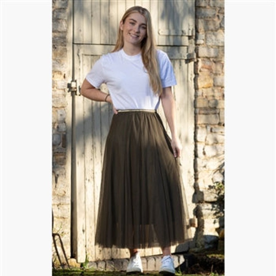 White Leaf Green Tulle Layered Skirt | Skirts