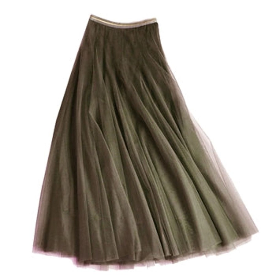 White Leaf Green Tulle Layered Skirt | Skirts