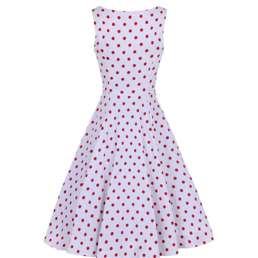 Pretty Kitty Fashion White And Red Polka Dot 50S Audrey Swing Dress | 50S Swing Dresses