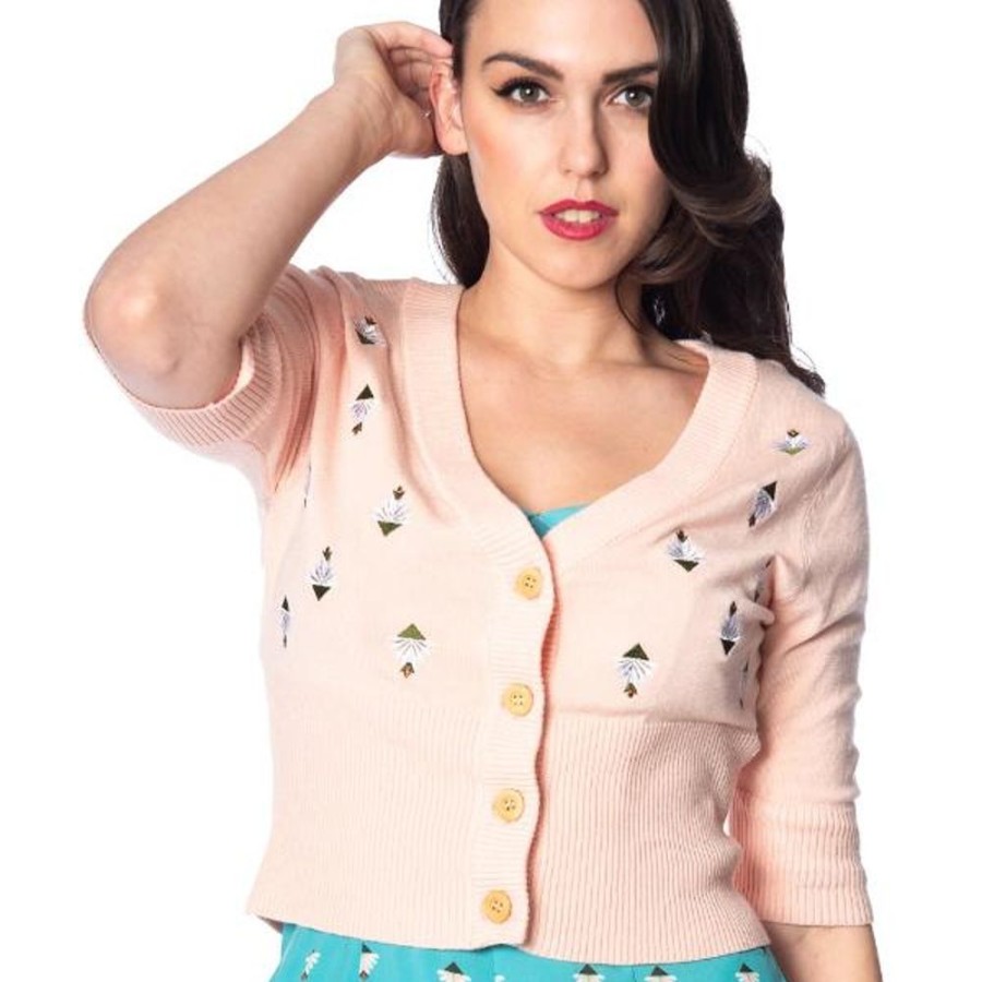 Pretty Kitty Fashion Vintage Deco Nude Half Sleeve Cardigan | Tops