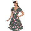 Pretty Kitty Fashion Sage Floral Print Cap Sleeve Rockabilly 50S Swing Tea Dress | Floral Dresses