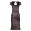 Pretty Kitty Fashion Red Tartan Check Capped Sleeve Peplum Pencil Dress | Pencil Dresses