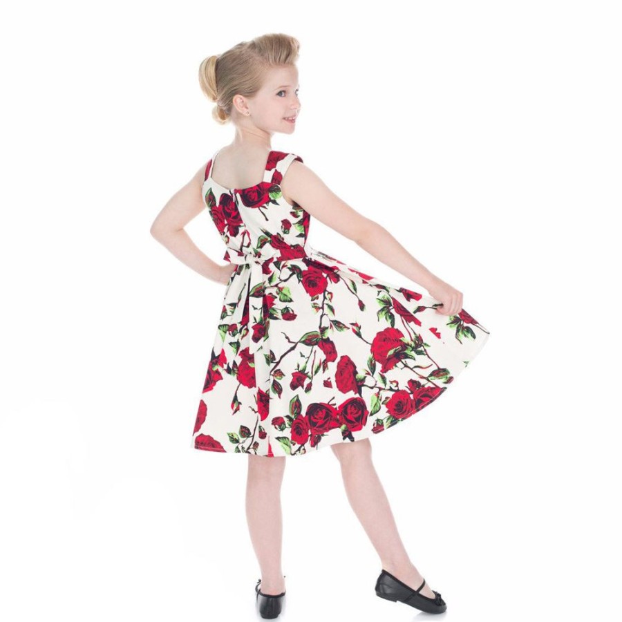 Pretty Kitty Fashion Little Kitty Girl'S Cream White Red Rose Floral Party Dress | Girls