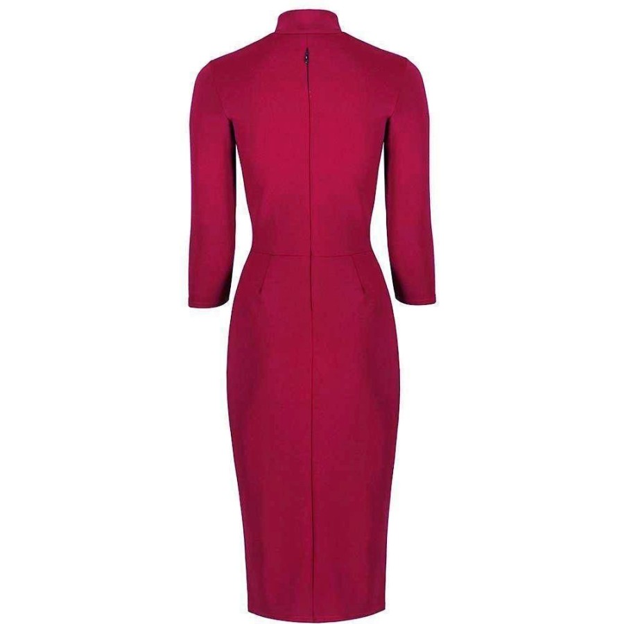 Pretty Kitty Fashion 3/4 Sleeve Tie Neck Bodycon Pencil Dress | Pencil Dresses