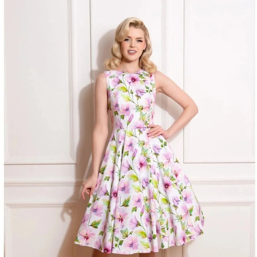 Pretty Kitty Fashion Spring Floral Print Audrey Style 50S Swing Dress | 50S Swing Dresses