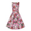 Hearts and Roses Coloured Pink Red Rose Print Swing Tea Dress | Tea Dresses