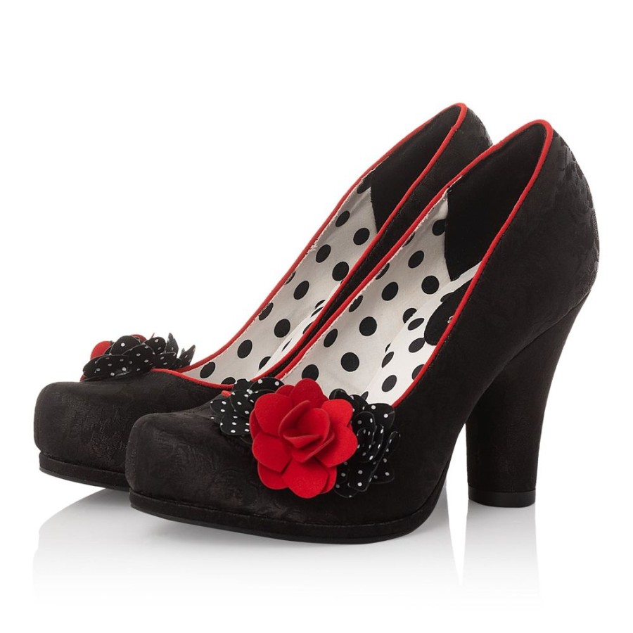 Ruby Shoo Ruby Shoo Eva Noir Red Corsage Court Shoes | Shoes