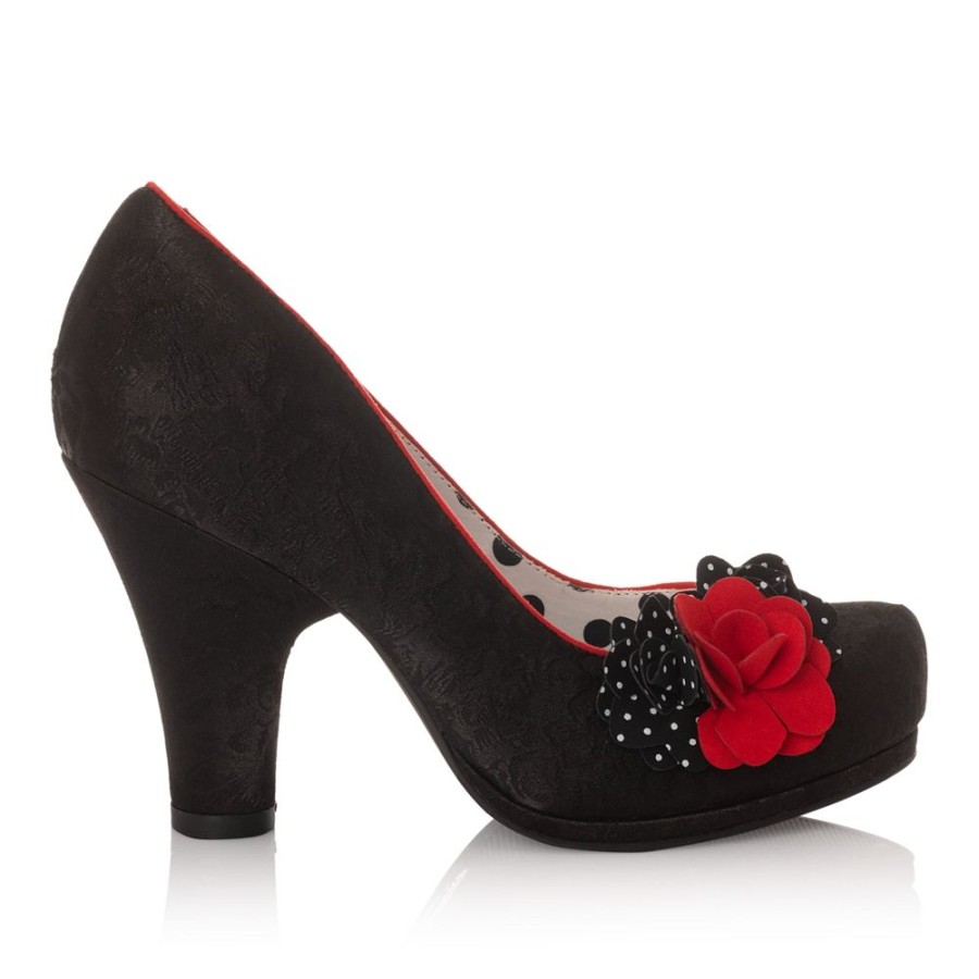 Ruby Shoo Ruby Shoo Eva Noir Red Corsage Court Shoes | Shoes