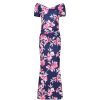 Pretty Kitty Fashion Blue & Pink Floral Maxi Dress W/ Peplum Hem & Cap Sleeves | Pencil Dresses