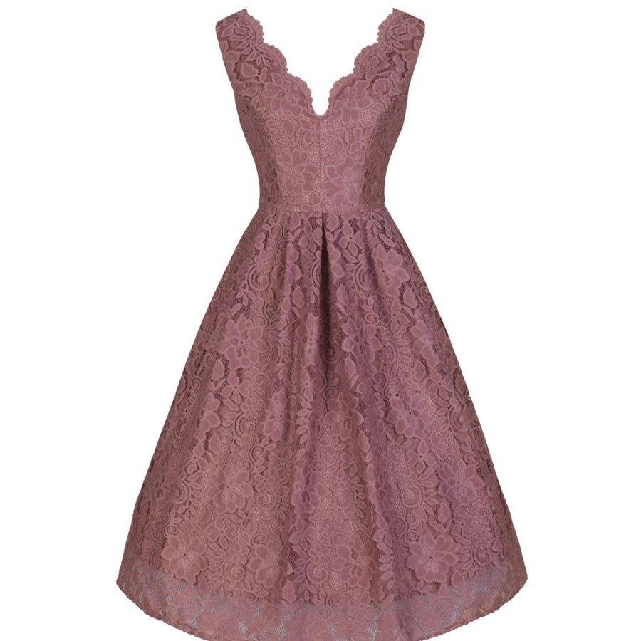 Jolie Moi Jolie Moi Vintage Dusky Lace Embroidered 50S Swing Dress | Prom Dresses