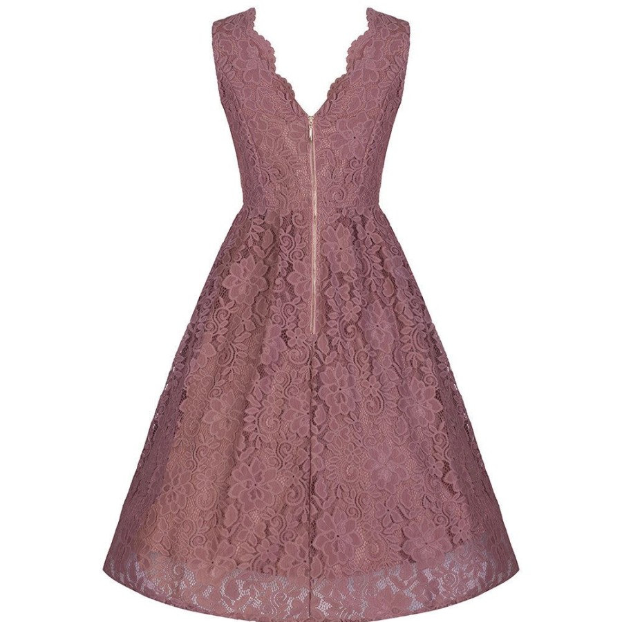 Jolie Moi Jolie Moi Vintage Dusky Lace Embroidered 50S Swing Dress | Prom Dresses