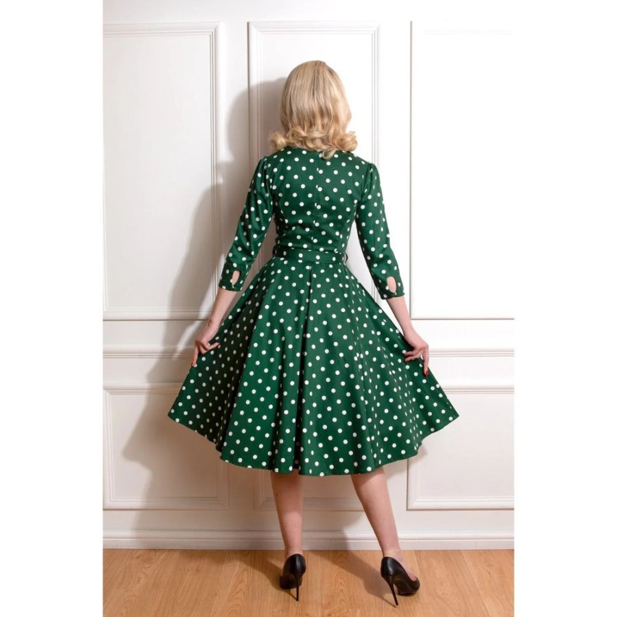 Pretty Kitty Fashion And White Polka Dot Vintage 50S 3/4 Sleeve Swing Dress By | Party Dresses