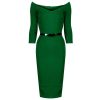 Pretty Kitty Fashion Wide V Neck 3/4 Sleeve Belted Bodycon Pencil Dress | Pencil Dresses