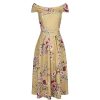 Pretty Kitty Fashion Floral Print Crossover Bardot 50S Swing Dress | Bardot Dresses