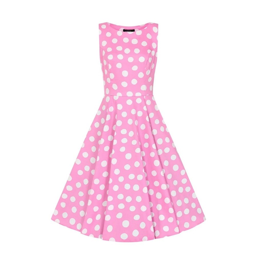 Hearts and Roses White Sleeveless Polka Dot Audrey Swing Tea Dress | Party Dresses