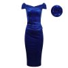 Pretty Kitty Fashion Blue Velour Sparkle Cap Sleeve Crossover Top Bardot Wiggle Dress | Bardot Dresses