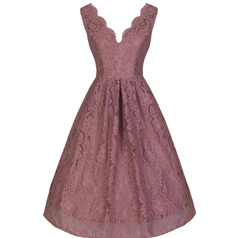 Jolie Moi Jolie Moi Vintage Dusky Lace Embroidered 50S Swing Dress | Jolie Moi Dresses