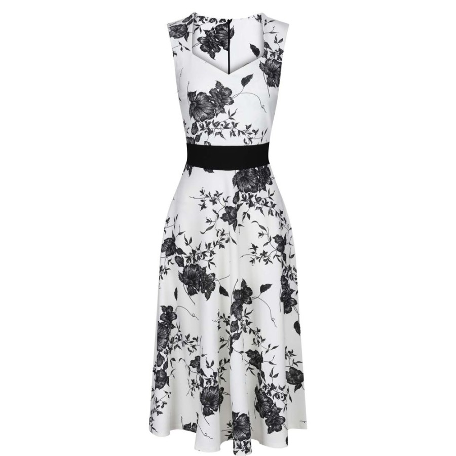 Pretty Kitty Fashion And Black Floral Print Fit And Flare Swing Dress | Floral Dresses