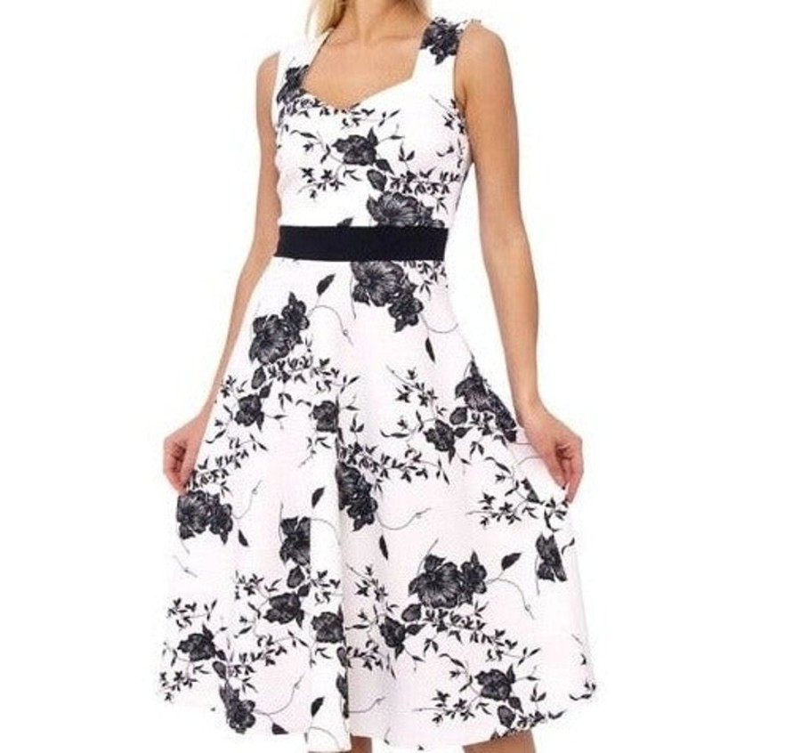 Pretty Kitty Fashion And Black Floral Print Fit And Flare Swing Dress | Floral Dresses