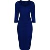 Pretty Kitty Fashion Navy 3/4 Sleeve Sweetheart Neckline Bodycon Pencil Dress | Wiggle Dresses