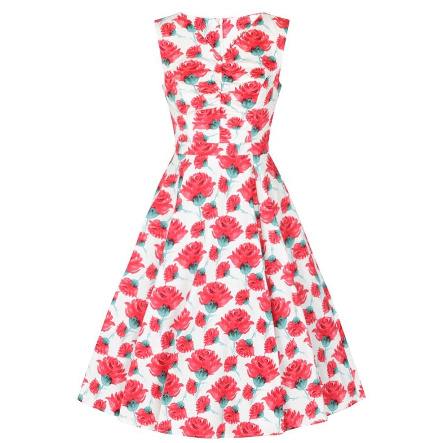 Pretty Kitty Fashion And Red Rose Vintage V Neck Floral Print Swing Dress | Floral Dresses