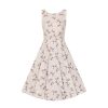 Hearts and Roses Pale Salmon Polka Dot And Floral Sleeveless Swing Tea Dress | Floral Dresses